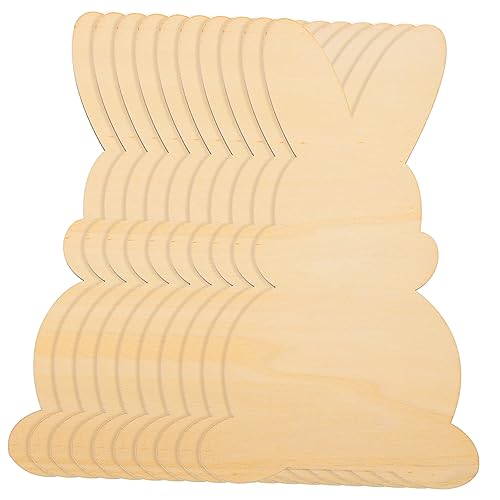 VILLFUL 10 Stück DIY Holzhasen Ausschnitte Teilig Unvollendete Holzscheiben für Ostern zum Bemalen und Dekorieren für Kreative Bastelprojekte von VILLFUL