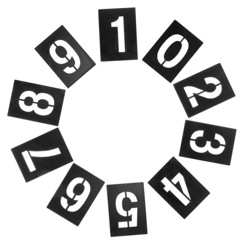 VILLFUL 10 Stück Digitale Sprühfarbe Form Zahlenschablonen-Set Alphabet -Buchstabenzahlen Schablonen Adressnummernschablone Anzahl Malschablonen Schablonenformen Zahlenvorlagen PVC Schwarz von VILLFUL