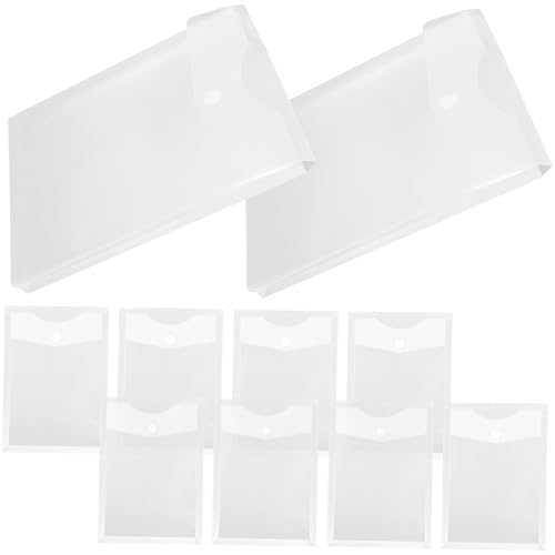 VILLFUL 10 Stück Dokumentenordner mit Druckknopf Transparente Aktenhüllen Wiederverwendbare Aufbewahrungstaschen für Büro und Schule Format von VILLFUL