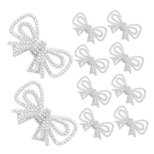 VILLFUL 10 Stück Fliege-Stoffaufnäher Strass-Eisenflicken Bogenknoten auf Flecken nähen Paillettenbogenflecken Applikationen mit Schleifenstickerei Bowknot -Stoffflecken Polyester Silber von VILLFUL
