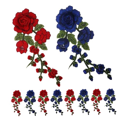 VILLFUL 10 Stück Gestickter Spitzenaufnäher Blumeneisen auf Fleck Kleidung gestickter Aufnäher Hemdpatches Blumen nähen gestickte Applikationen Patches Blumenapplikationen Polyester von VILLFUL