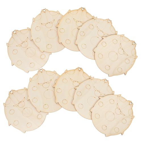 VILLFUL 10 Stück Handgezeichnete Marienkäfer Holzsplitter Graffiti Zubehör, Graffiti Holzscheiben, Marienkäfer Zum Basteln, Unbehandelte Holzspäne, Marienkäfer Design, Holzscheiben, DIY von VILLFUL