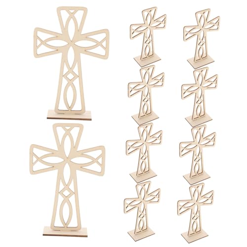 VILLFUL 10 Stück Kreuz Ornament, Kreuz Mittelstücke Für Tische, Dekoratives Holzkreuz, Haushaltskreuz, Dekoratives Holzkreuz, Schreibtischkreuz, Holzhandwerk, Kreuzform, Schmücken Sie Die von VILLFUL