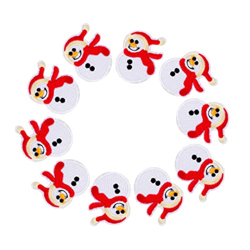 VILLFUL 10stücke Weihnachts Schneemann Aufnäher Bügelbild Gestickte Patches Für Kleidung Und Dekoration Für Weihnachtsfeiern Und Bastelprojekte von VILLFUL
