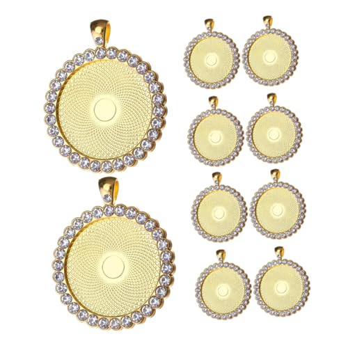 VILLFUL 10 Stück Strass Anhängertablett, Anhängerfassungen, Schmuckfassungen, Tabletts, Cabochons Zur Schmuckherstellung, Anhängertabletts Zur Schmuckherstellung, Runde Lünette, von VILLFUL