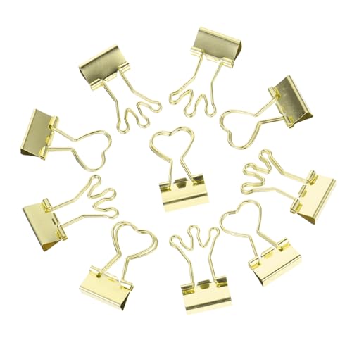 VILLFUL 10 Stück Teiliges Binder Clips aus Metall Bunte Herzklammern zur Dokumentenfixierung Kleine Büroklammern für Papier Vielseitig Einsetzbar zum Organisieren von Akten Heften und von VILLFUL