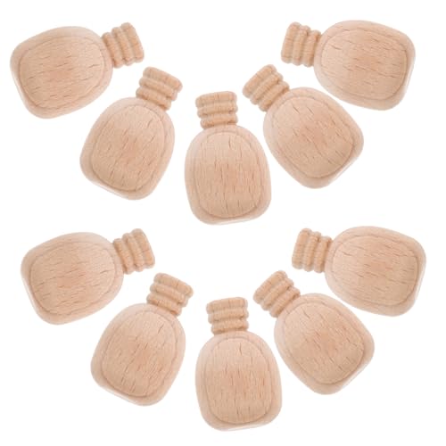 VILLFUL 10 Stück Teiliges DIY Holz Weinflasche Dekoration Unbemalte Mini Flasche Buchenholz für Bastelprojekte und Kreative Gestaltungen für Besondere Anlässe von VILLFUL