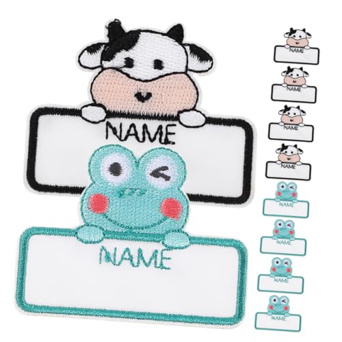 VILLFUL 10 Stück Teiliges DIY Namensetiketten für Kleidung Selbstklebende Dekorative Etiketten mit Niedlichen Cartoon Tieren Frosch Kuh für Handarbeiten und Personalisierte Kleidung von VILLFUL