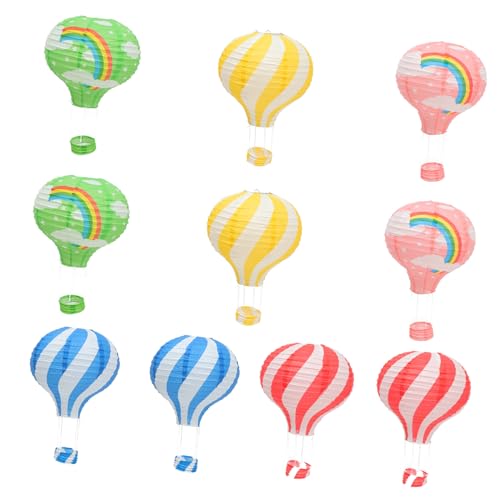 VILLFUL 10 Stück Teiliges Papier Heißluftballon Laternen Bunte Wiederverwendbare Festival lampions Leichte Strapazierfähige Papierpendants für Party Hochzeit Klassenzimmer und von VILLFUL