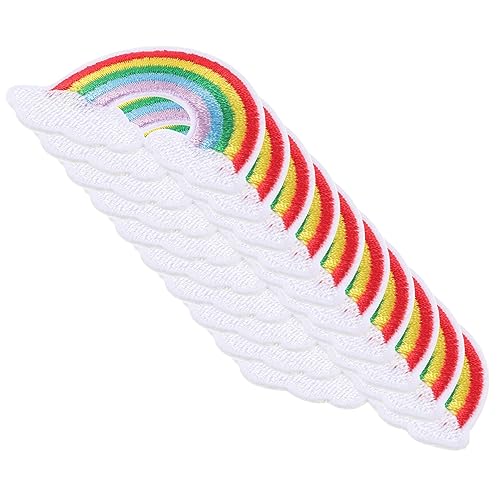 VILLFUL 10 Stück Teiliges Regenbogen Bügelbilder Aufnäher aus Besticktem Langlebige DIY Patches zum Aufbügeln Kleidung Jacken Rucksäcken Geeignet für Erwachsene und Haustierzubehör von VILLFUL
