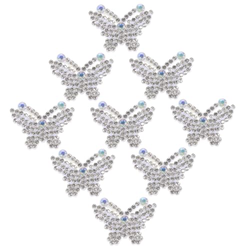 VILLFUL 10 Stück Teiliges Schmetterling Stoffapplikationen aus Langlebigem Vliesstoff mit Funkelnden Strasssteinen Waschfest für DIY Kleidung Haar Accessoire-dekorationen von VILLFUL