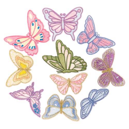 VILLFUL 10 Stück Teiliges Selbstklebende Schmetterling Flicken Aufnäher Verschleißfeste Kleine Patch Dekoration für Kleidung Hüte Jeans zum Reparieren und Verzieren von VILLFUL