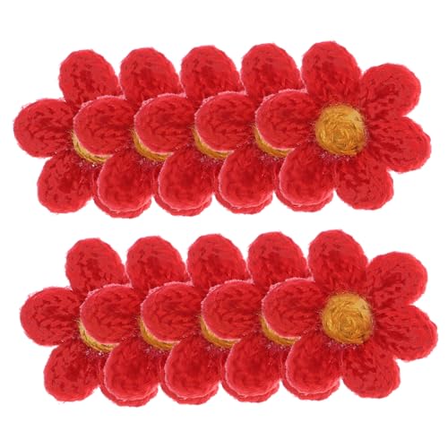 VILLFUL 10 Stück Wollblumen Patches für Kleidung Taschen und Diy Projekte Dekorative Stoffaufnäher Leuchtenden Farben Einfach Anzubringen für Kreative Bastelarbeiten von VILLFUL