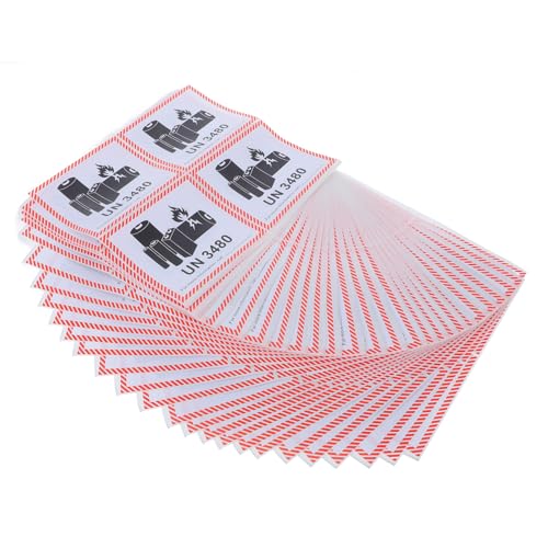 VILLFUL 100 Blatt Batterie Brandschutzetiketten, Batterie Warnetiketten, Versandetiketten Für Lithium Ionen Batterien, Versandaufkleber, Batterieetiketten, Versandetiketten Für Lithium von VILLFUL