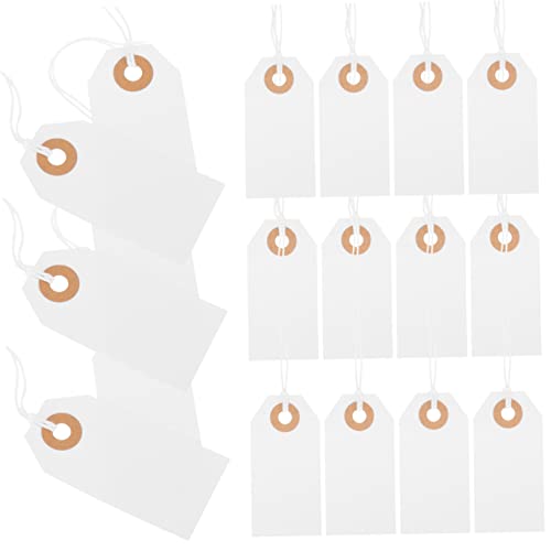 VILLFUL 100 Stück Blanko Etiketten, Hängeetiketten, Etiketten, Kleidungsetiketten Und Schmucketiketten, Papieretiketten, Geschenketiketten, Geschenkanhänger, Kraftanhänger, von VILLFUL