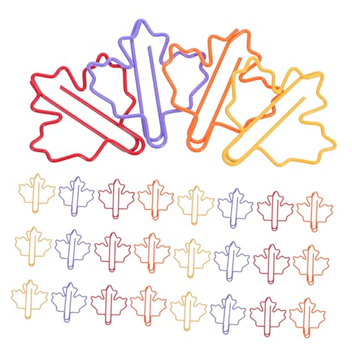 VILLFUL 100 Stück Bunte Metall Büroklammern Ahornblatt Design Farbenfrohe Lesezeichen und Dokumentenhalter Rostfrei Vielseitig für Schule Büro und Kreative Bastelprojekte Kindgerecht und von VILLFUL