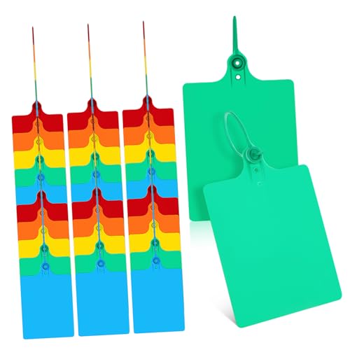 VILLFUL 100 Stück Bunte Plastiktags für Etikettierung Wasserdichte Preisschilder Etiketten mit Schnur für Gepäck und PP Material Wiederverwendbar Einfach zu Beschriften von VILLFUL