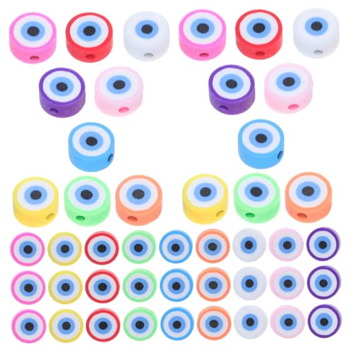 VILLFUL 100 Stück Evil Eye Polymer Clay Beads Diy Schmuckperlen Flache Runde Spacer Perlen für Armbänder Ohrringe Bunte Bastelperlen für Kreative Schmuckgestaltung von VILLFUL