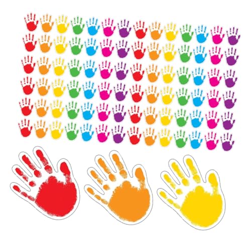 VILLFUL 100 Stück Handförmige Papieraufkleber Beschreibbar DIY Bastelset für Klassenzimmer Tafel Dekoration Kreative Handabdruck Cutouts für Frühling Sommer Bulletin Board von VILLFUL