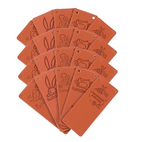 VILLFUL 100 Stück Handgefertigte Etiketten, Bekleidungsetiketten, Nähzubehör, Kleidungsetiketten, Lederetiketten, Nähetiketten, Handgefertigte Etiketten, Lederhalsbänder, von VILLFUL