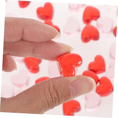 VILLFUL 100 Stück Herzförmige Resin deko Perlen Bunte Herz Kristalle für DIY Schmuck Basteln Vase Füller Blumenarrangements und Aquarium Deko Rot von VILLFUL