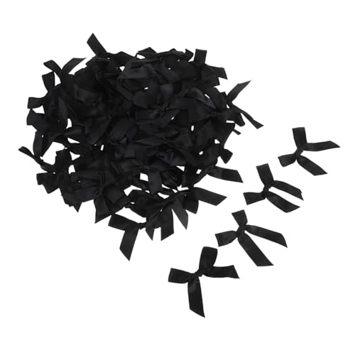VILLFUL 100 Stück Kleine Schwarze Satinbänder Schleifen aus Polyester Langlebige Mini-bögen für DIY Bastelarbeiten Haaraccessoires Geschenkverpackung Party Festtagsdekorationen von VILLFUL