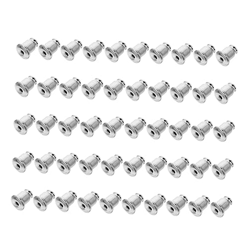 VILLFUL 100 Stück Kupfer Ohrstecker Verschluss Sicherer Ohrring Stopper DIY Schmuck Zubehör Silberfarben Langlebig und Einfach zu Befestigen für Ohrstecker von VILLFUL
