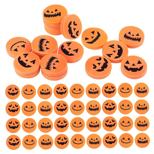 VILLFUL 100 Stück Mini Radiergummis Halloween Kürbisform Bunte Partygeschenke und Schulbelohnungen Papierfreundlich Praktisch für Schreiben und Zeichnen im Herbst von VILLFUL