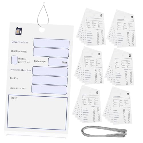 VILLFUL 100 Stück Ölwechselanhänger Papier Doppelseitig mit Schnur für Fahrzeugwartung Praktische Schilder zur Optimierung Des Ölwechselmanagements Geeignet für Unternehmen und von VILLFUL