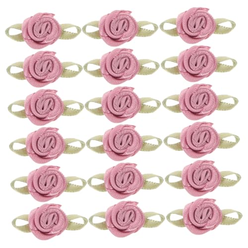 VILLFUL 100 Stück Satin Rosen mit Blättern Handgefertigte Stoffrosen zum Nähen Basteln und Geschenkverpacken Vielseitige DIY Schleifenblumen für Hochzeitsdeko und Kreative von VILLFUL