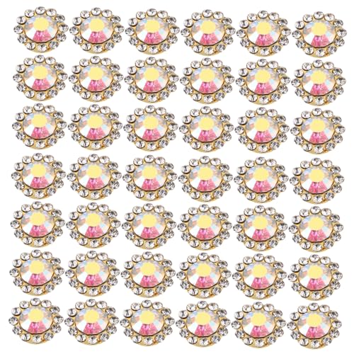 VILLFUL 100 Stück Sonnenblumendiamantzubehör strass handwerk Zierknöpfe aus Strass Strassknöpfe zum Basteln Knöpfe zum Selbermachen Blumenhaarzubehör Strass-Knöpfe Strasssteine Golden von VILLFUL