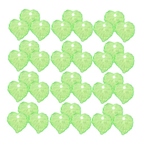 VILLFUL 100 Stück Teiliges Acryl Blattanhänger Schmuckanhänger für DIY Schmuckherstellung Grüne Baumelnde Blattperlen Geeignet für Armband Ohrring und Schlüsselanhänger Zubehör von VILLFUL