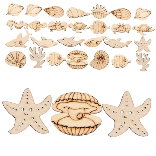 VILLFUL 100 Stück Teiliges Holzscheiben mit Marinen Tierformen Unbemalt für DIY Glatte Oberfläche zum Bemalen und Dekorieren für Kreative VILLFUL 100 Stück Teiliges Holzscheiben mit Marinen Tierformen Unbemalt für DIY Glatte Oberfläche zum Bemalen und Dekorieren für Kreative von VILLFUL