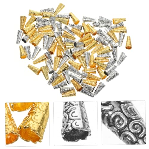 VILLFUL 100 Stück Teiliges Metall Endkappen für Quasten Schmuckzubehör DIY Anhänger Basteln Klassische Farben Gold Antiksilber Geeignet für Halsketten Armbänder Ohrringe und von VILLFUL