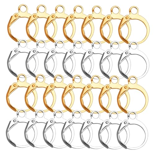 VILLFUL 100 Stück Teiliges Metall Ohrhaken für Schmuckzubehör Langlebige DIY Ohrringhaken in Gold und Silber Offene Rundform für Damen und Mädchen Vielseitig für Selbstgemachte von VILLFUL
