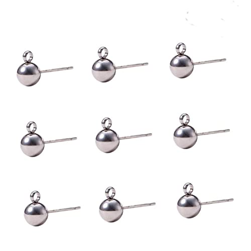 VILLFUL 100 Stück Teiliges Ohrstecker Edelstahl Runde Kugel mit Offener Schlaufe DIY Schmuckzubehör für Ohrring herstellung Silberfarbene Ohrstecker für Damen und Herren Langlebig und VILLFUL 100 Stück Teiliges Ohrstecker Edelstahl Runde Kugel mit Offener Schlaufe DIY Schmuckzubehör für Ohrring herstellung Silberfarbene Ohrstecker für Damen und Herren Langlebig und von VILLFUL