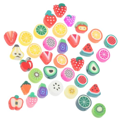 VILLFUL 100 Stück Weiche Polymer Clay Früchte Perlen Bunte Spacer Perlen für DIY Schmuck Armbänder und Bastelzubehör für Kreative Projekte von VILLFUL