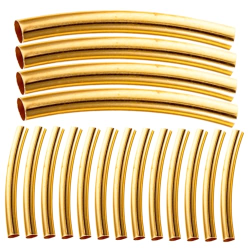 VILLFUL 100Pcs Lose Beads Von Halsketten Crafting Tubes Spacer Jewelry Tube For Distanzperlen Für Armband Schmuckherstellung Connect Mm Goldfarben Dünne Röhrenperlen Herstellung Curved von VILLFUL