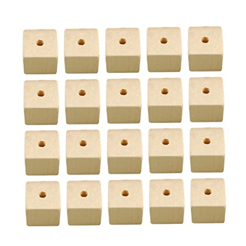 VILLFUL 100Stücke Holzperlen Quadratische DIY Schmuckzubehör für Armbänder und Bastelprojekte Unlackierte Holzperlen für Erwachsene von VILLFUL