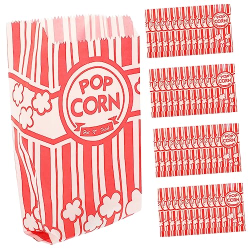 VILLFUL 100st Popcorn-verpackungsbeutel Leckerlibeutel Aus Papier Rote Papiertüten Für Popcorn Snack-zubehör Pommes-tasche -popcornbeutel Popcornhalter Lieferungen Jahrgang von VILLFUL