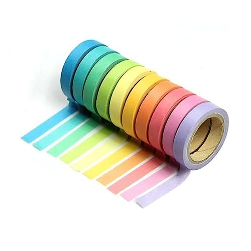 VILLFUL 10Rollen Washi Tape Dekoratives Klebeband Rainbow Candy Farben für DIY Scrapbooking Planer und Hochwertiges Washi für Persönliche von VILLFUL