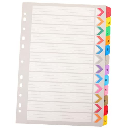 VILLFUL 12 Blatt Trennblätter für Notizbuch Bunte Indexkarten mit Löchern für Büro und Zuhause Praktische Trennregister für Effiziente Organisation von VILLFUL