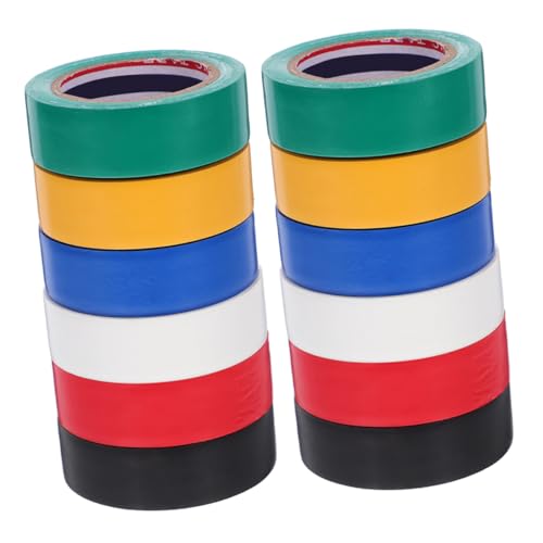 VILLFUL 12 Rollen Isolierband PVC Elektriker Klebeband für Elektrische Verkabelung Hitzebeständig Starke Haftung für Heimwerker und Industrie Farben von VILLFUL