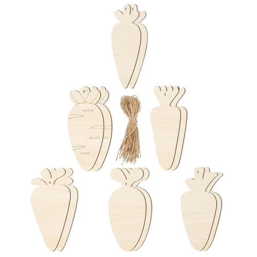 VILLFUL 12 Sätze Holzkarotten Ausschnitte DIY Leere Holzornamente für Kreative Bastelprojekte für Ostern und Heimdekoration Natürlichem Holz Gefertigt von VILLFUL