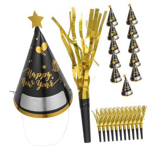 VILLFUL 12 Sätze Teiliges Set Neujahrs Papierkegelhüte mit Beschreibbarer Oberfläche Leichte Partyhüte für Erwachsene und Year Themed Design Vielseitig für Silvester und Festtagsfeiern von VILLFUL