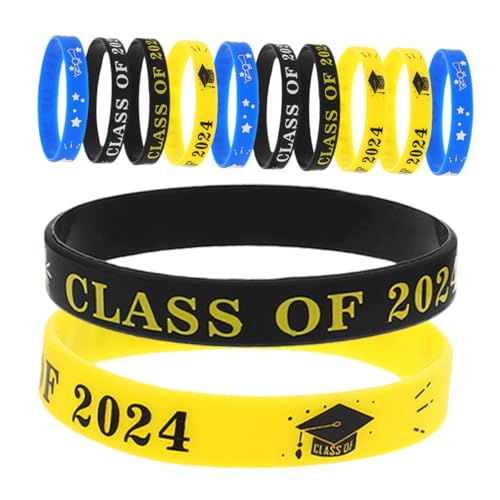VILLFUL 12 Stück 2024 Abschlussarmband, Abschlussfeier Armband, Abschluss Silikonarmband, Klasse Von 2024 Armbänder, Abschlussarmband Für Abschlussfeiern, Silikonarmband Der Klasse Von von VILLFUL