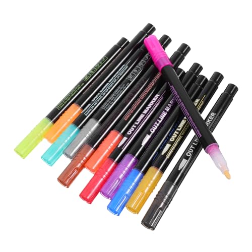 VILLFUL 12 Stück Glitzerstifte mit Silberner Doppellinien Marker für Scrapbooking Kunsthandwerk und Diy Projekte Strahlende Farben und Vielseitigkeit für Jugendliche VILLFUL 12 Stück Glitzerstifte mit Silberner Doppellinien Marker für Scrapbooking Kunsthandwerk und Diy Projekte Strahlende Farben und Vielseitigkeit für Jugendliche von VILLFUL