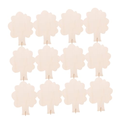 VILLFUL 12 Stück Großer Baum, Blanker Baumschmuck, Weihnachtsbaumdekoration, Blanker Holzbaum, Partygeschenk, Kleine Unbemalte Bäume, Unbemaltes Baummodell, Kleiner Holzbaum, DIY von VILLFUL