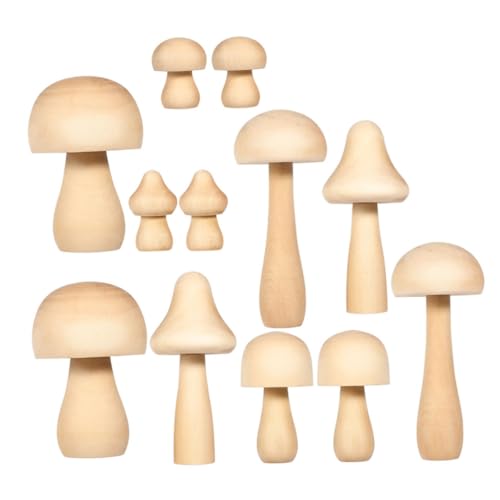 VILLFUL 12 Stück Holzpilze, DIY Pilzmodelle, Holz Graffiti Pilz, Kinder, DIY Pilzspielzeug, DIY Pilzhandwerk, Unfertiger Pilz Für DIY Holz, Unfertige Pilze, Holzhandwerk von VILLFUL