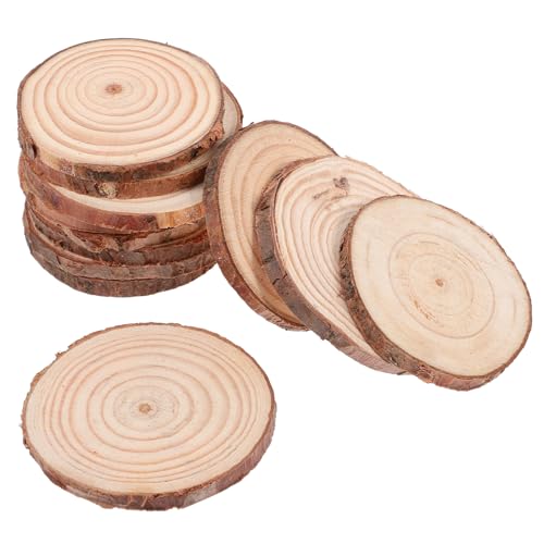 VILLFUL 12 Stück Runde Holzscheiben Unbehandelt für DIY Bastelprojekte Natürliche Kiefernholzscheiben Unlackierte Basteluntersetzer Dicke für Hochzeiten Weihnachten und Dekoideen von VILLFUL